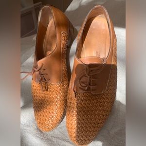 Ron White Woven Leather Oxford Shoes in Cognac - Women’s Size 40